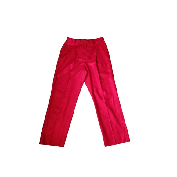 Lauren Ralph Lauren Linen Pants Womens 16 Old Money Preppy Red Pleated Office - Picture 1 of 7